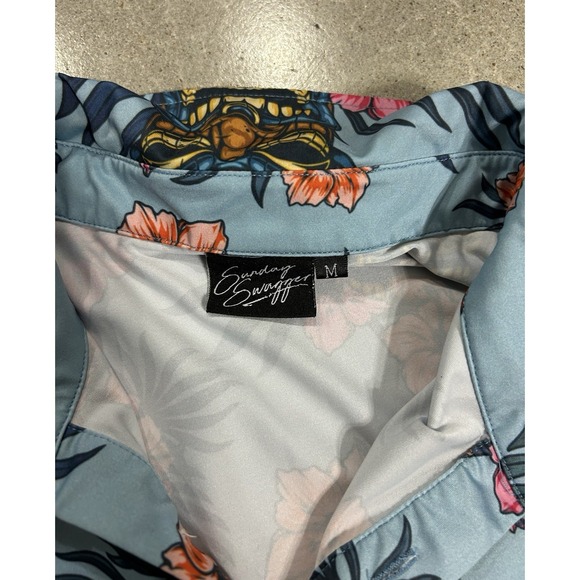 SUNDAY SWAGGER Golf Polo Shirt Men Floral TIKI IDOL Short Sleeve Sz M - Picture 3 of 3